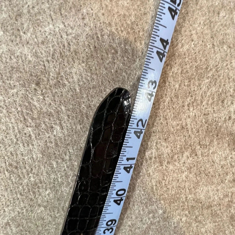 Vintage Genuine Alligator Belt Men 36 Black Exotic Leather Brass Buckle Mexico